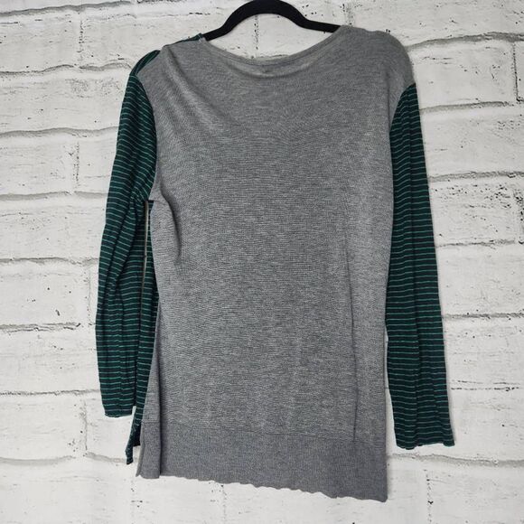 T Alexander Wang Striped Linen Silk Blend Knit Long Sleeve Shirt Blue Green - Picture 9 of 14